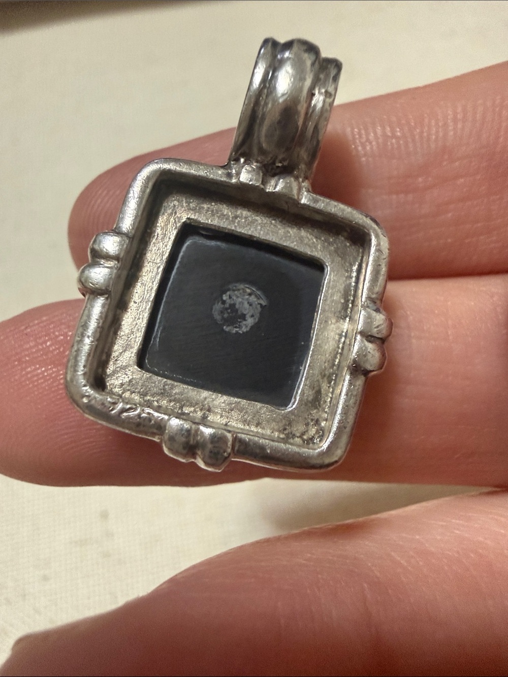 Sterling Silver 925 Black Onyx Square Pendant - Picture 10 of 10